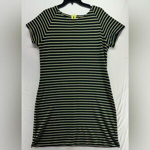 STS Sail To Sable Tunic Dress Navy Lime Green Striped Short Sleeve Size L